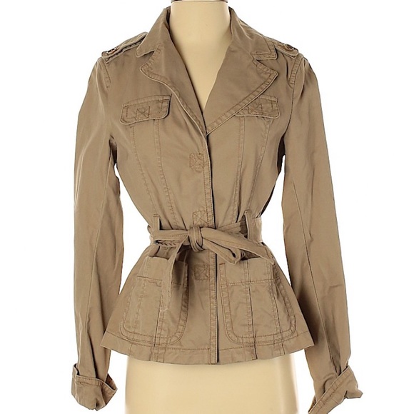 Ann Taylor khaki tie waisted jacket extra small 💕 - Picture 2 of 7